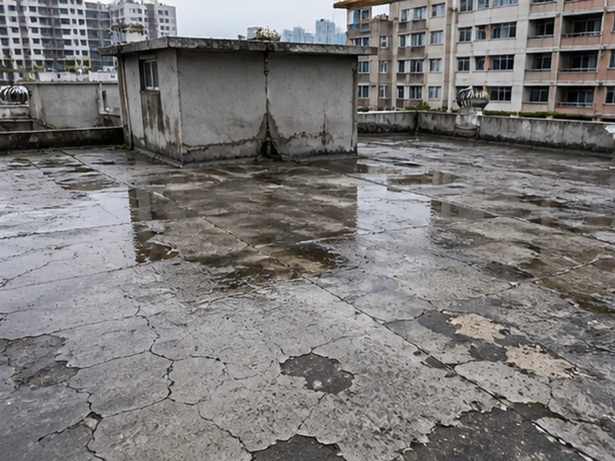 屋頂 PU 龜裂老化（施工前）