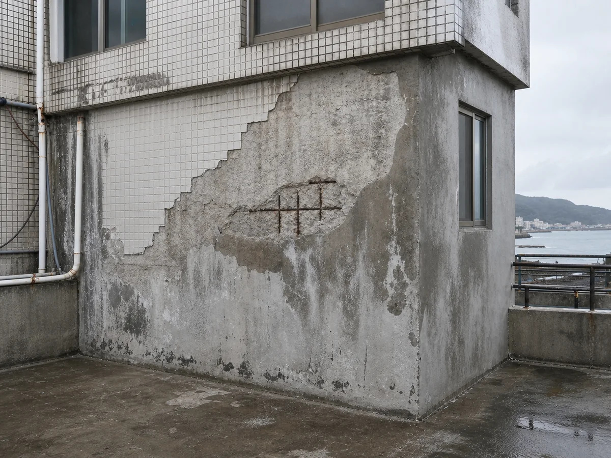 磁磚剝落、鋼筋外露（施工前）